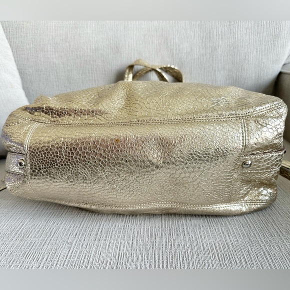 Coach Metallic Crocodile Textured Satchel - Picture 6 of 11